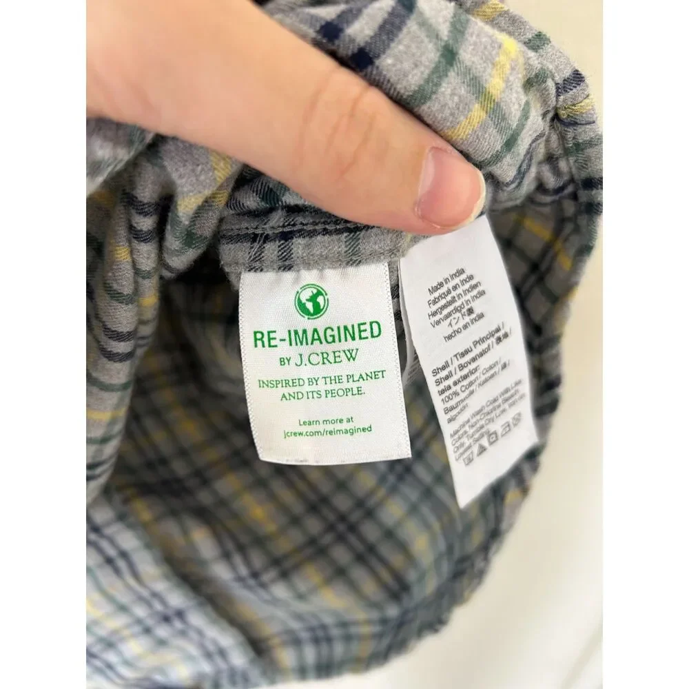 J.crew Shirt‎ Men's S Brushed twill shirt button down flannel grey pale mustard